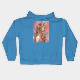 Pretty pastel colored art deco design of a flower goddess girl Kids Hoodie